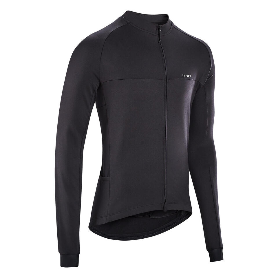 triban cycling jersey in black long sleeve